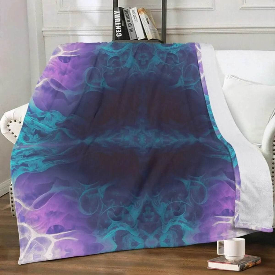 Kaleidoscope Fleece Blanket | Purple Teal Abstract Throw - Iron Phoenix GHG