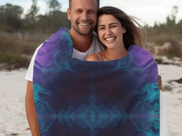 Kaleidoscope Fleece Blanket | Purple Teal Abstract Throw - Iron Phoenix GHG