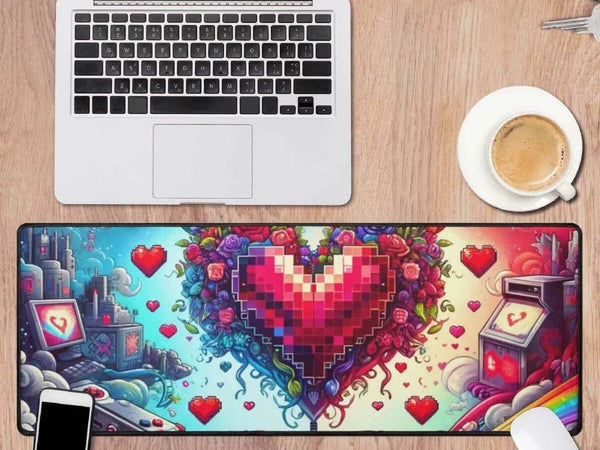 Pixel Heart Desk Mat | Love Inspired Gaming Mouse Pad - Iron Phoenix GHG