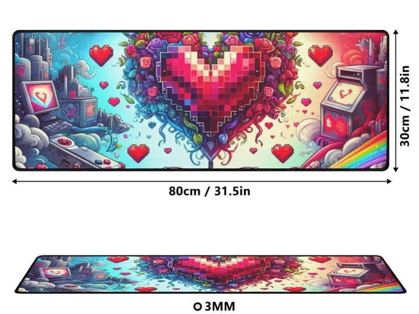 Pixel Heart Desk Mat | Love Inspired Gaming Mouse Pad - Iron Phoenix GHG