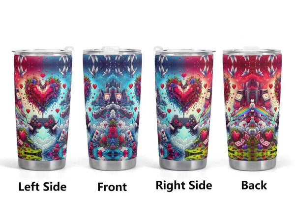 Pixel Heart Gaming Tumbler | Love Game Insulated Mug - Iron Phoenix GHG