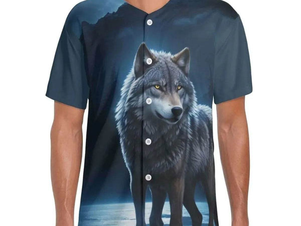 Wolf Graphic Baseball Jersey | Moonlight Spirit Animal Shirt - Iron Phoenix GHG
