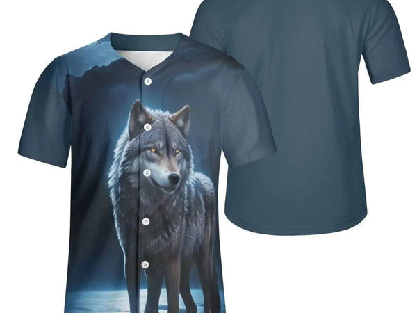 Wolf Graphic Baseball Jersey | Moonlight Spirit Animal Shirt - Iron Phoenix GHG