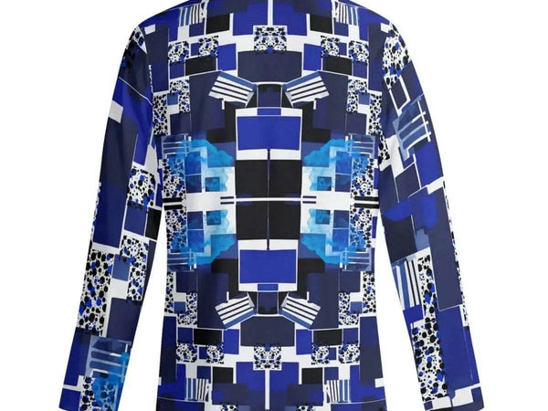 Blue Geometric Pajama Set | Modern Gamer Loungewear - Iron Phoenix GHG