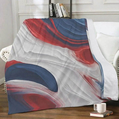 Patriotic Abstract Blanket | Red White Blue Fleece Throw - Iron Phoenix GHG