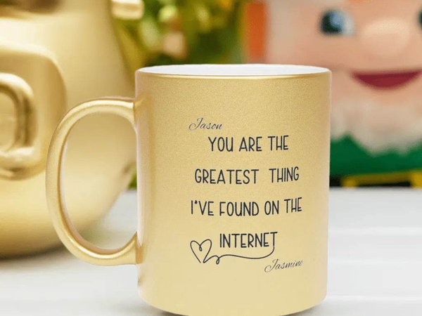 Personalized Metallic Mug - Romantic Wedding or Valentine’s Gift for Gamers - Iron Phoenix GHG