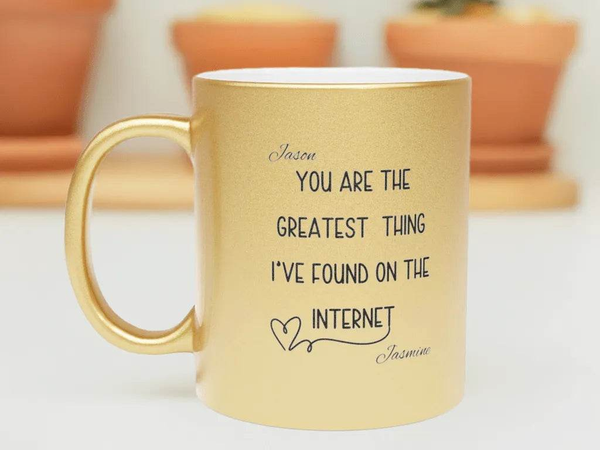 Personalized Metallic Mug - Romantic Wedding or Valentine’s Gift for Gamers - Iron Phoenix GHG