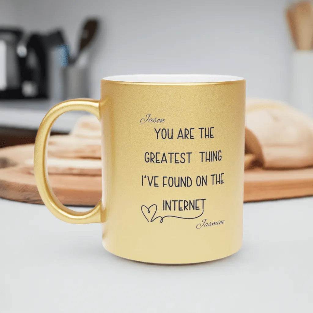 Personalized Metallic Mug - Romantic Wedding or Valentine’s Gift for Gamers - Iron Phoenix GHG