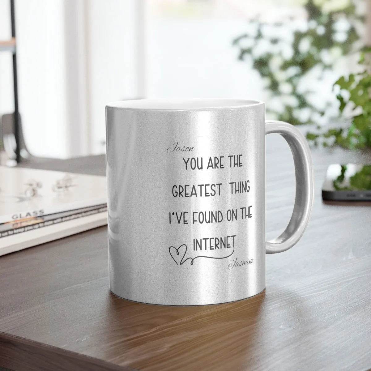 Personalized Metallic Mug - Romantic Wedding or Valentine’s Gift for Gamers - Iron Phoenix GHG