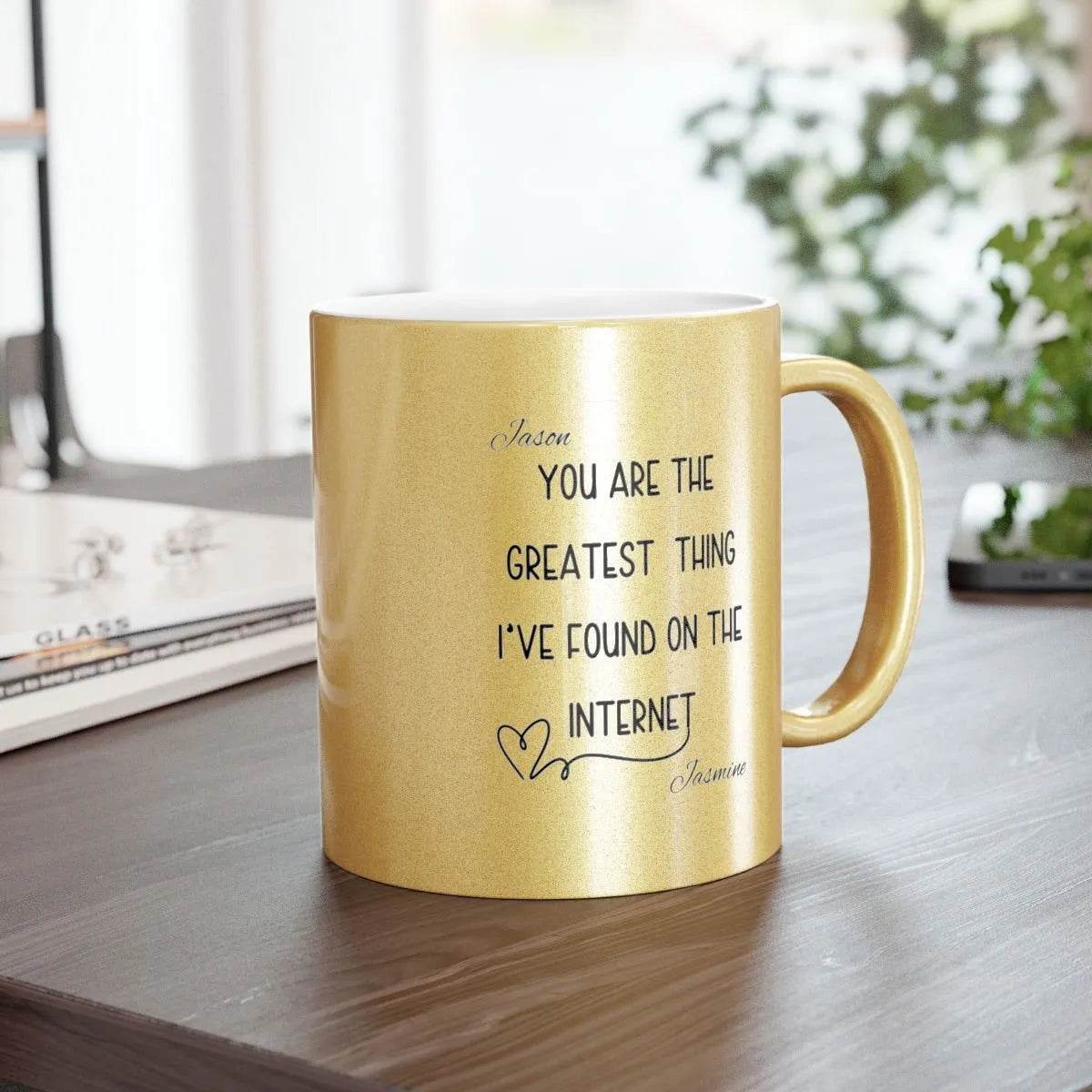 Personalized Metallic Mug - Romantic Wedding or Valentine’s Gift for Gamers - Iron Phoenix GHG