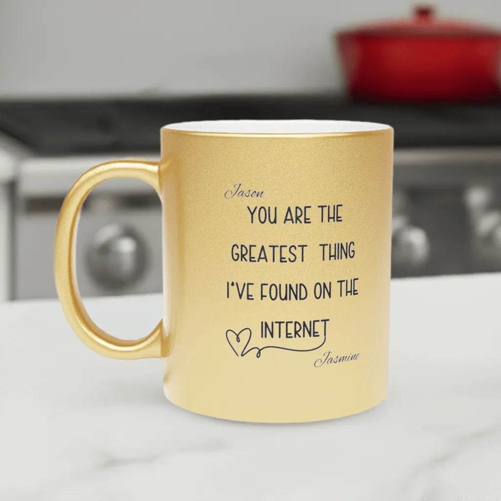 Personalized Metallic Mug - Romantic Wedding or Valentine’s Gift for Gamers - Iron Phoenix GHG