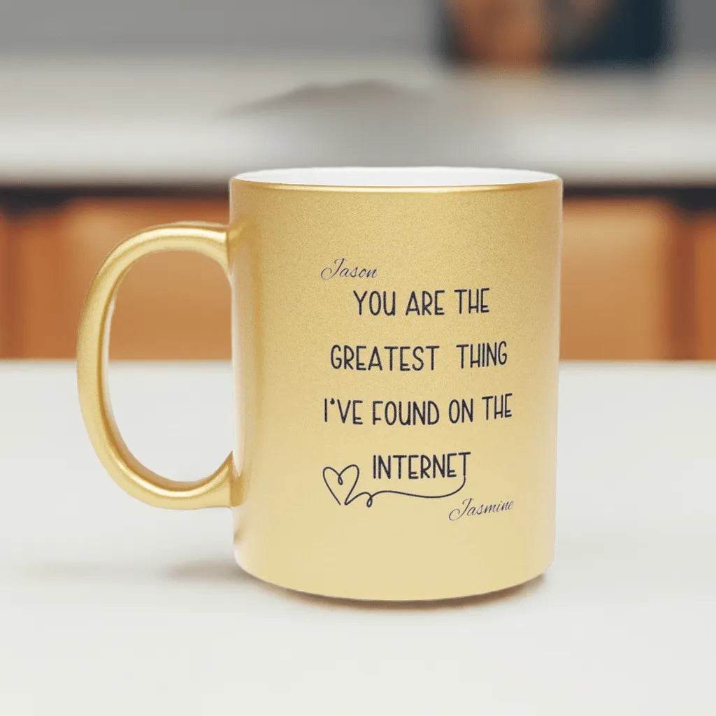 Personalized Metallic Mug - Romantic Wedding or Valentine’s Gift for Gamers - Iron Phoenix GHG