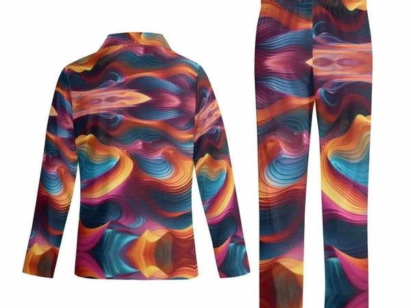 Abstract Wave Pajama Set | Colorful Artistic Loungewear - Iron Phoenix GHG