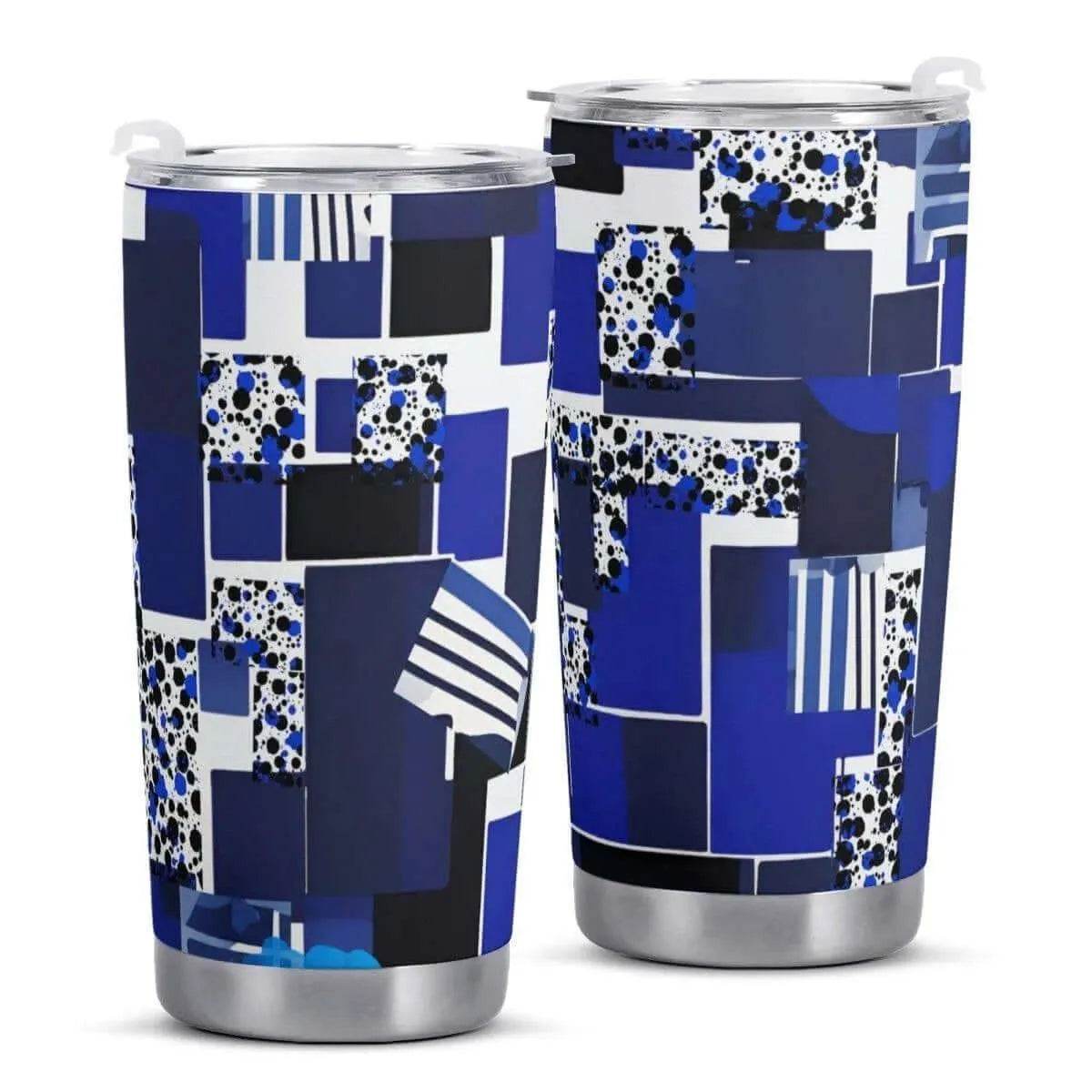 "Blue Matrix" Geometric Travel Mug | Iron Phoenix GHG - Iron Phoenix GHG