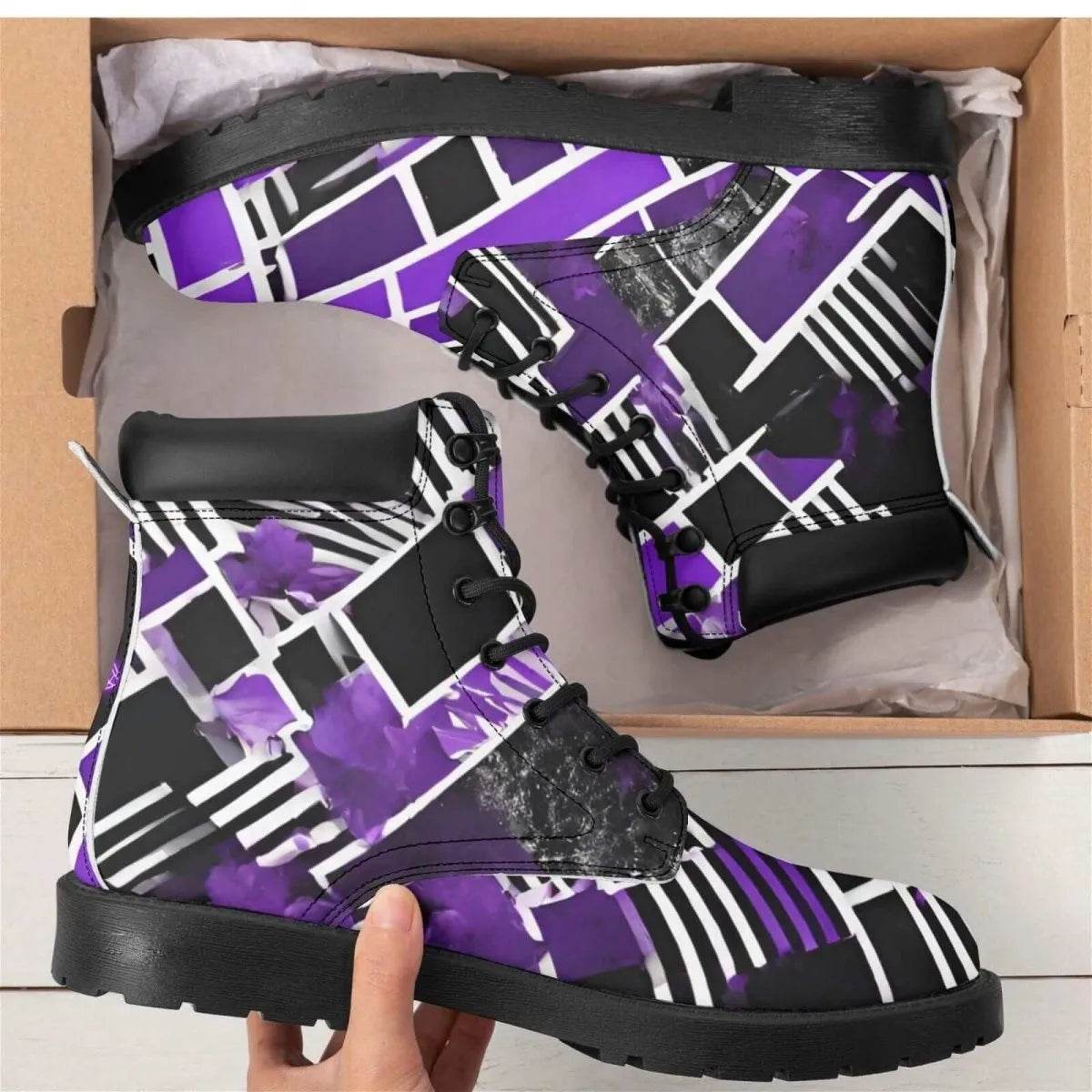 Purple Block Boots - Gaming, Sports & Calm Style - Iron Phoenix GHG