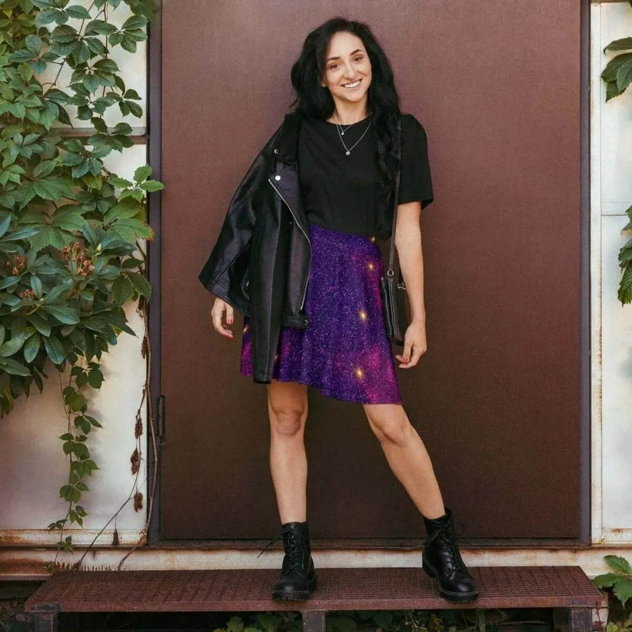 Cosmic Purple Galaxy Skater Skirt | Iron Phoenix GHG - Iron Phoenix GHG
