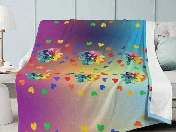 Rainbow Flower Blanket | Nostalgic 90s Gamer Throw - Iron Phoenix GHG