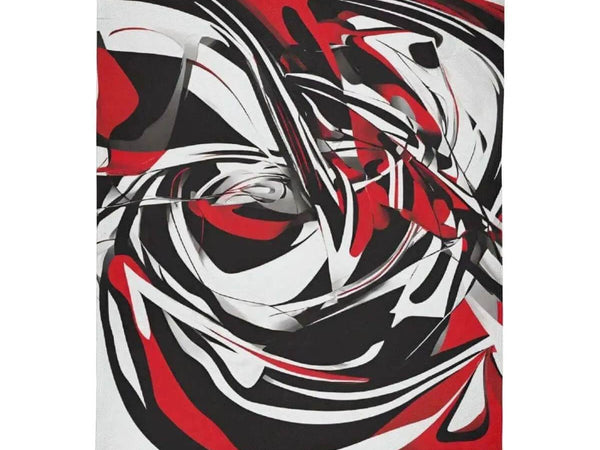 Red Black Abstract Blanket | Modern Gamer Fleece Throw - Iron Phoenix GHG