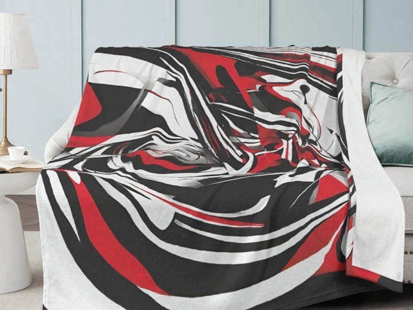 Red Black Abstract Blanket | Modern Gamer Fleece Throw - Iron Phoenix GHG
