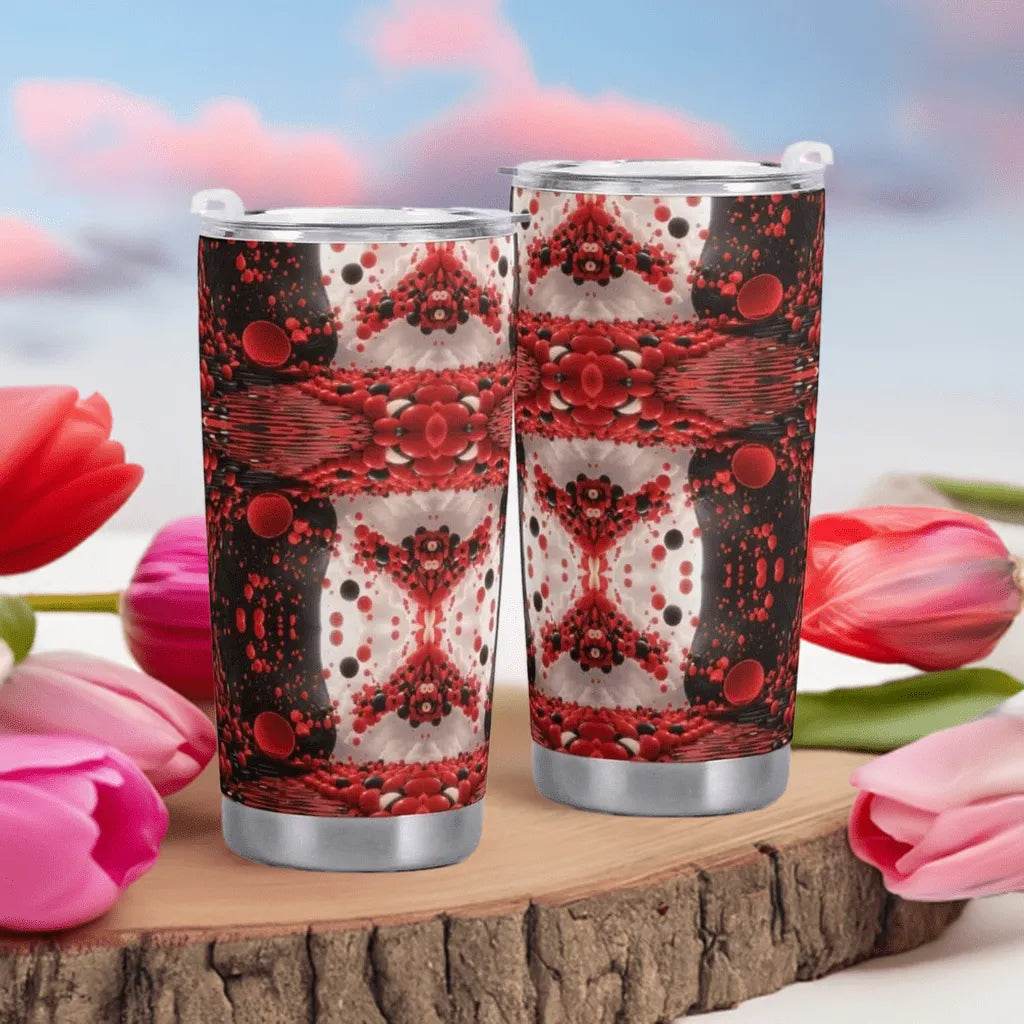 Red Black White Car Cup - 600ML Gamer Travel Mug - Iron Phoenix GHG