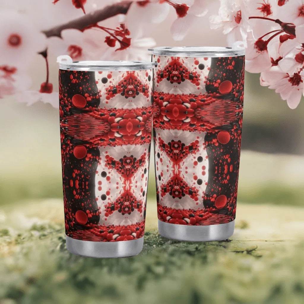 Red Black White Car Cup - 600ML Gamer Travel Mug - Iron Phoenix GHG