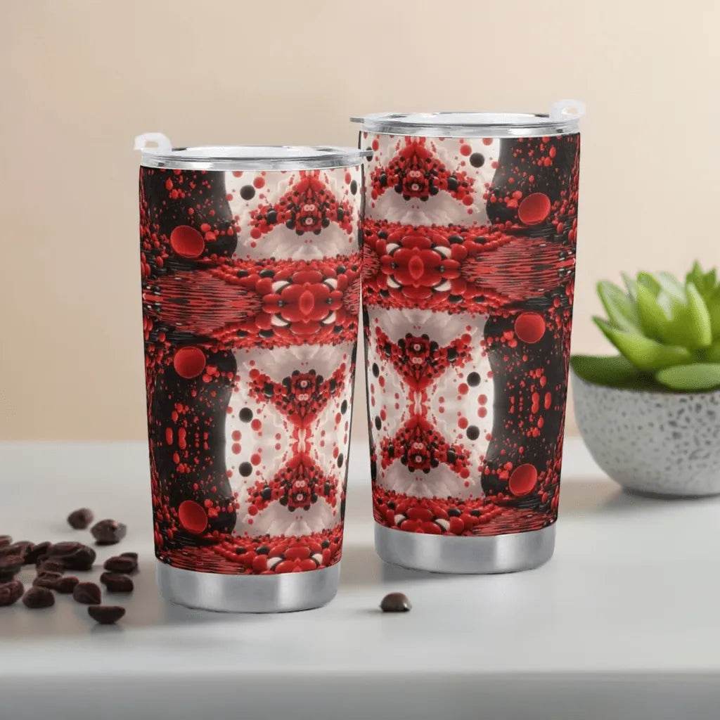 Red Black White Car Cup - 600ML Gamer Travel Mug - Iron Phoenix GHG