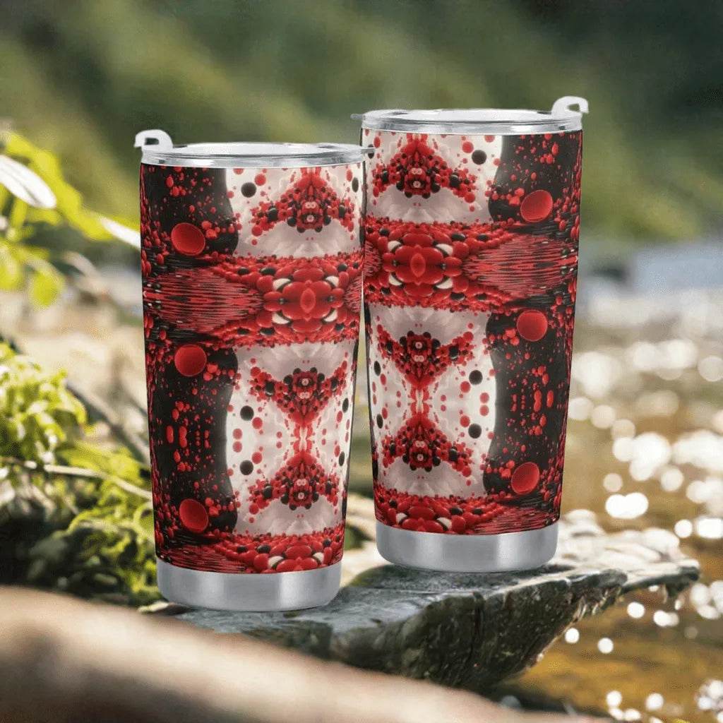 Red Black White Car Cup - 600ML Gamer Travel Mug - Iron Phoenix GHG