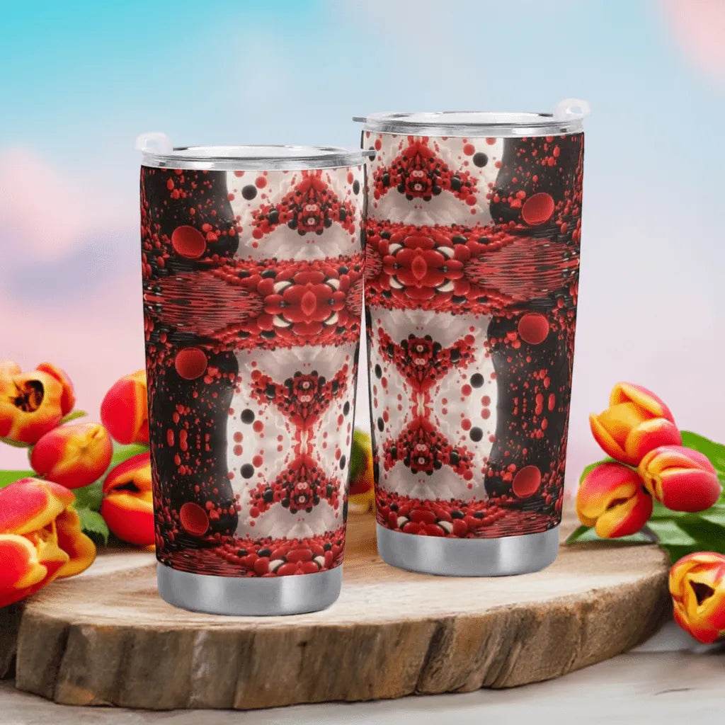 Red Black White Car Cup - 600ML Gamer Travel Mug - Iron Phoenix GHG