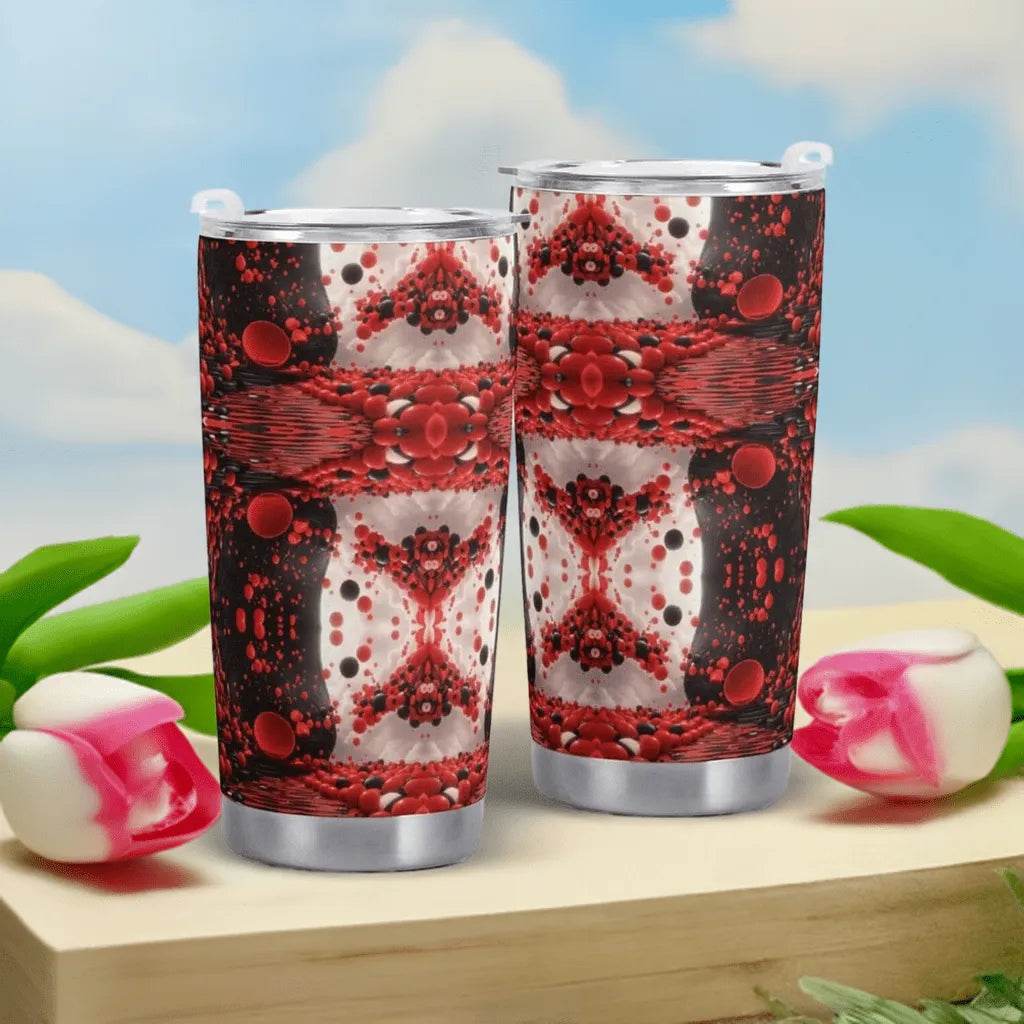 Red Black White Car Cup - 600ML Gamer Travel Mug - Iron Phoenix GHG