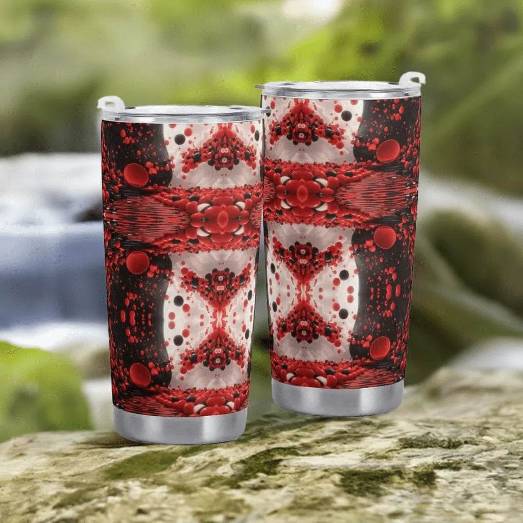 Red Black White Car Cup - 600ML Gamer Travel Mug - Iron Phoenix GHG
