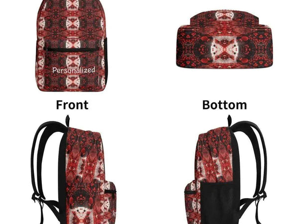 Personalized Red Backpack | Ornate Gamer School Bag - Iron Phoenix GHG