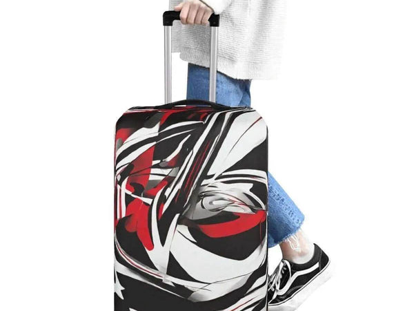Red Black Abstract Luggage Cover | Modern Travel Gift - Iron Phoenix GHG