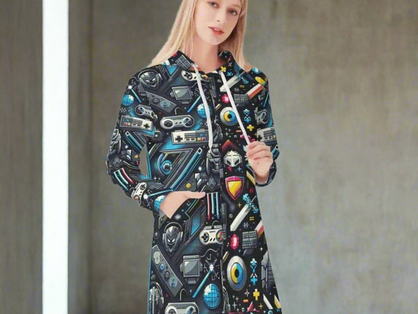 "8-Bit" Retro Gamer Hoodie Dress | Iron Phoenix GHG - Iron Phoenix GHG