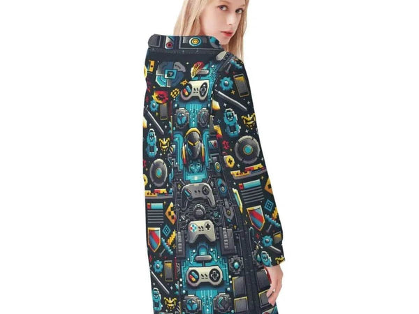 "8-Bit" Retro Gamer Hoodie Dress | Iron Phoenix GHG - Iron Phoenix GHG
