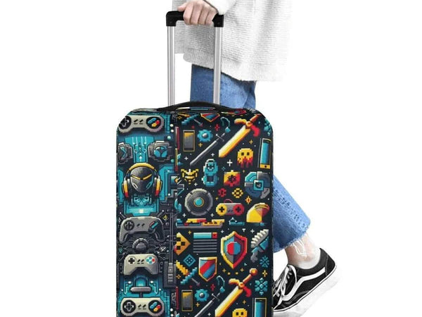 Pixel Art Luggage Cover | Retro Gamer Travel Protector - Iron Phoenix GHG