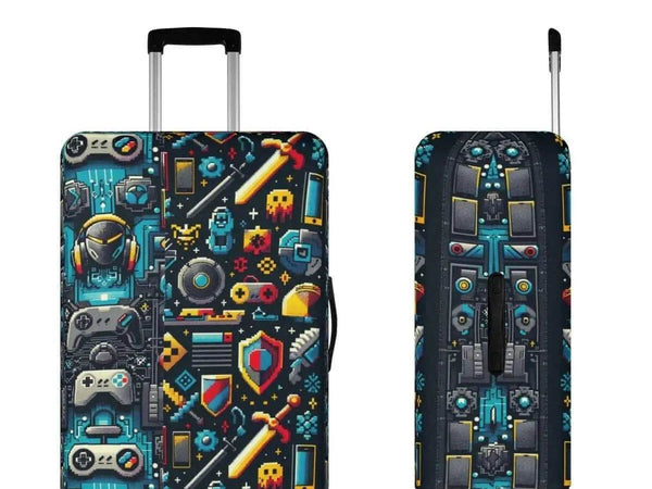 Pixel Art Luggage Cover | Retro Gamer Travel Protector - Iron Phoenix GHG