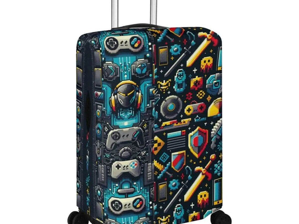 Pixel Art Luggage Cover | Retro Gamer Travel Protector - Iron Phoenix GHG