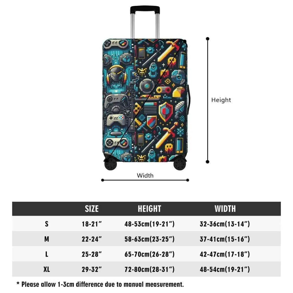 Retro Gaming Luggage Cover for Travel Enthusiasts - Stylish Durable Protection - Iron Phoenix GHG