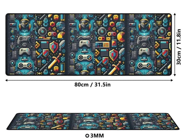 Retro Gaming Desk Mat | Pixel Art Gamer Mouse Pad - Iron Phoenix GHG