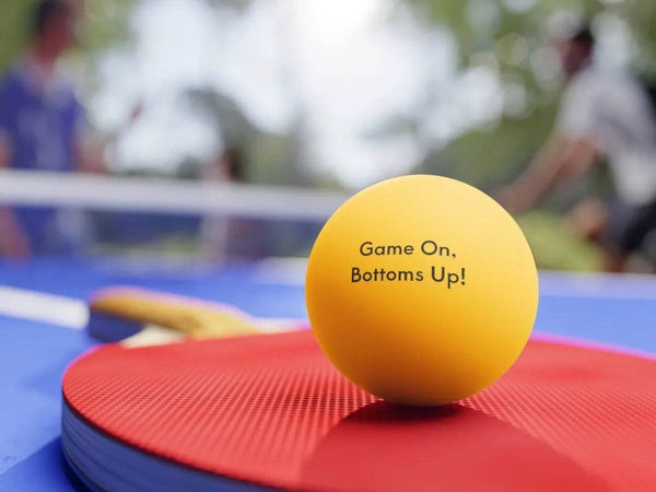 Sarcastic Beer Pong Balls - "Game On Bottoms Up" - Iron Phoenix GHG