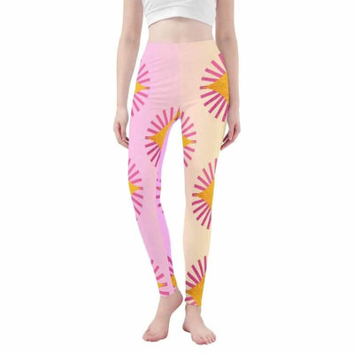 Pink Sunburst Leggings | Sunny Yoga and Gaming Tights - Iron Phoenix GHG