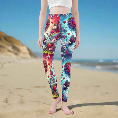 Gamer Heart Print Leggings | Love Gaming Yoga Tights