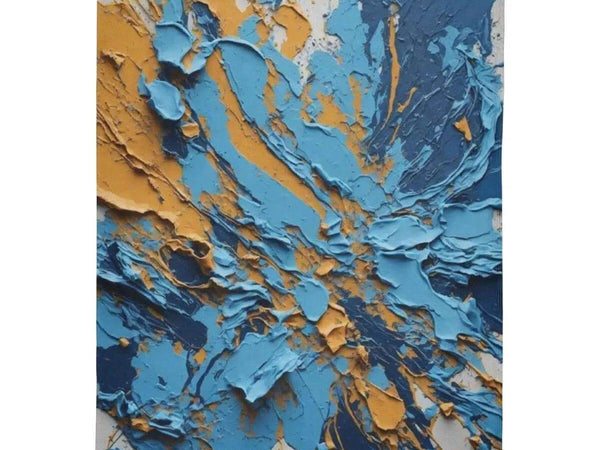 Textured Paint Blanket | Blue Orange Abstract Fleece Throw - Iron Phoenix GHG