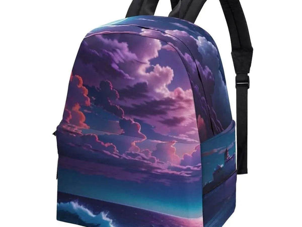 Purple Sunset Backpack | Calming Seascape School Bag - Iron Phoenix GHG