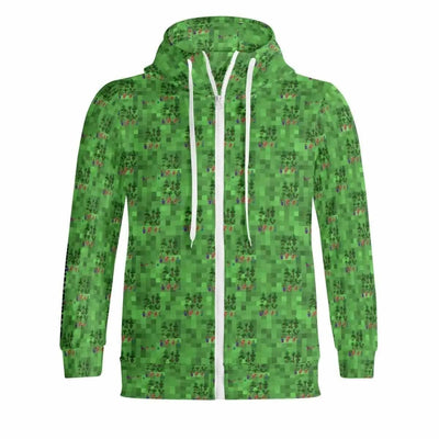 Survival Game Zip Hoodie | Pixel Block World Sweatshirt - Iron Phoenix GHG