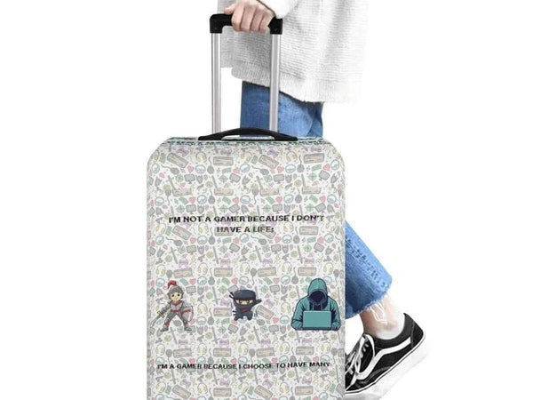 Gamer Slogan Luggage Cover | Funny Travel Protector - Iron Phoenix GHG