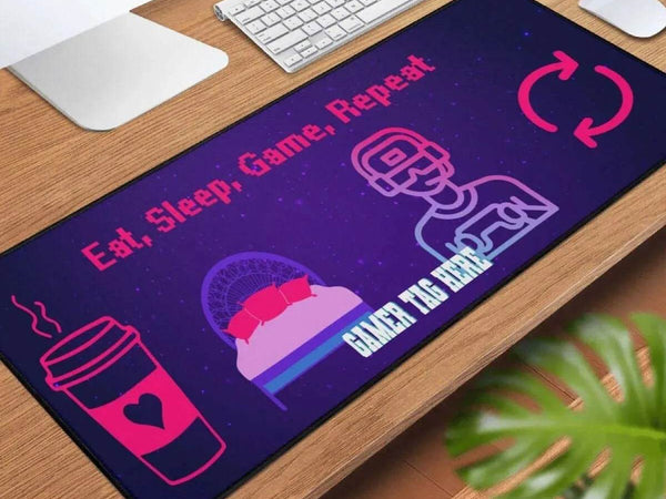 Custom Gamer Desk Mat | Eat Sleep Game Repeat Mouse Pad - Iron Phoenix GHG