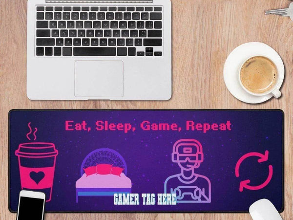 Custom Gamer Desk Mat | Eat Sleep Game Repeat Mouse Pad - Iron Phoenix GHG
