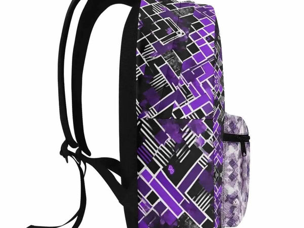Purple Geometric Backpack | Modern Gamer School Bag - Iron Phoenix GHG