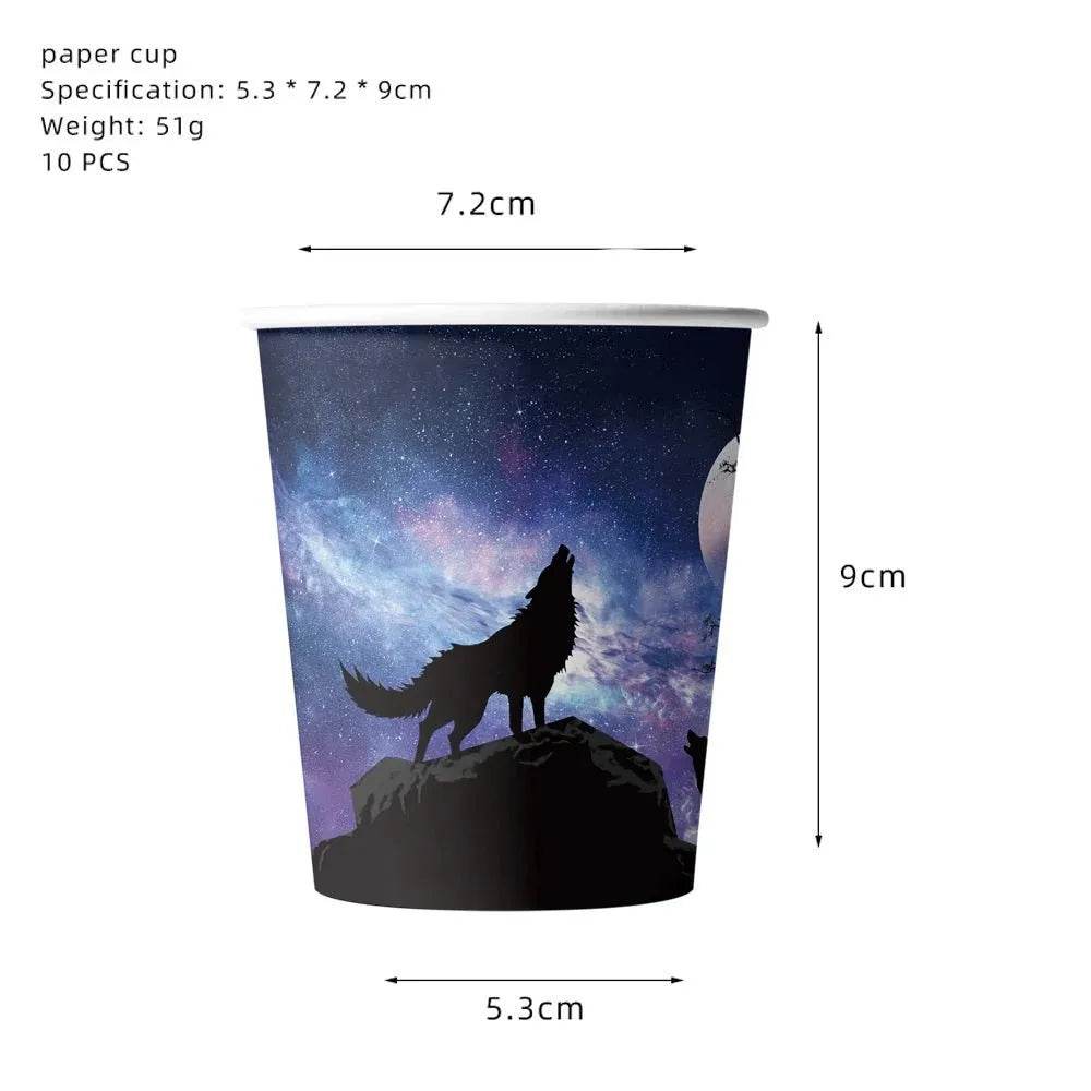 Wolf-Themed Partyware Set - Eco Gamer Party Gear - Iron Phoenix GHG